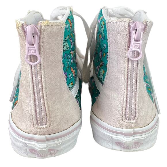 VANS Kids Off The Wall High Top Sneakers Ocean Print Back Zip 751505 Sz 3 - Picture 4 of 12